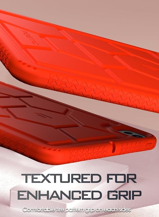 Poetic TurtleSkin Case for iPad Pro 11 Inch (M5) 2025/ (M4) 2024, Heavy Duty Shockproof Rugged Kids Friendly Drop Protection Silicone Cover Case, Red