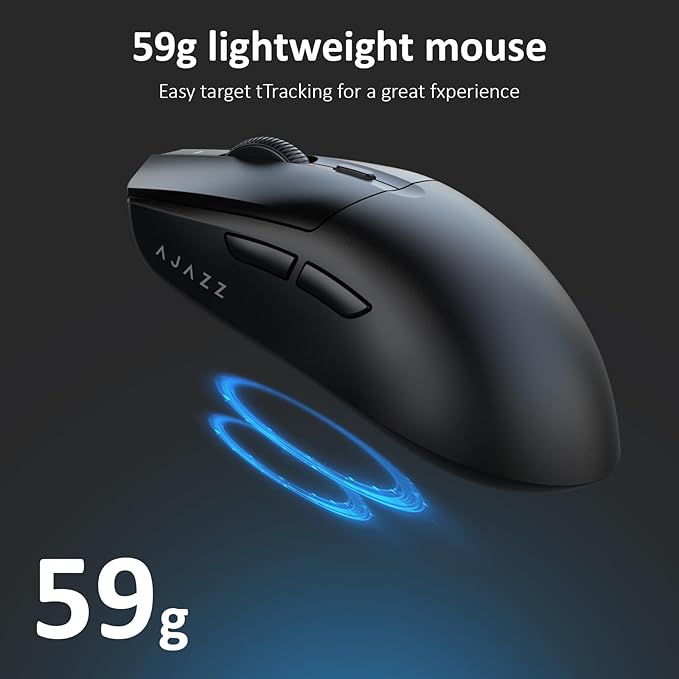 AJ139PRO Dual-Mode 2.4G/Wired Gaming Mouse, 59g Lightweight Design, PAW3395 Sensor, 26K DPI, 300mAh Battery with 40-Hour Battery Life for Windows, Mac Gamer.