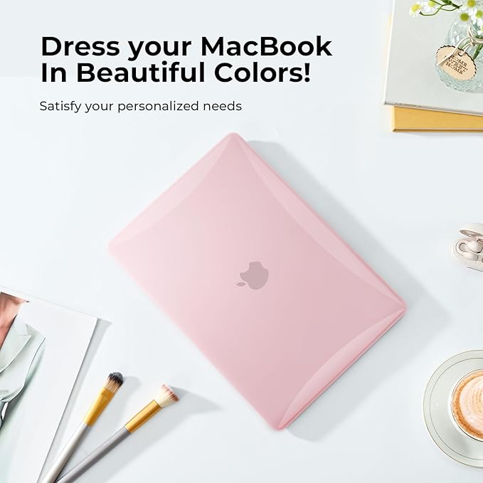 EooCoo Hard Case Compatible with MacBook Air 13.3 inch M1 Chip 2021-2018 with Retina Display, Air 13.3 inch Plastic Protective Case + Transparant Keyboard Cover + Screen Protector, Crystal Pink