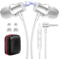 Wired Earbuds for School Chromebook Laptop PC, Noise Isolating Ear Buds with 3.5mm Plug in Audio Jack Microphone HiFi Stereo Wired Headphone Corded Earphone for Kindle Fire School Travel MP3, Silver