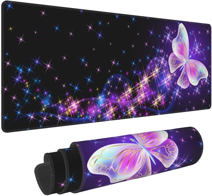 Butterfly Mouse Pad Extended Large Gaming Mouse Pad XL Oversized Desk Pad Stitched Edges 31.5 X 11.8 Inch