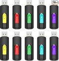 Aiibe 128GB Flash Drive 10 Pack 128GB Thumb Drive USB Drive USB 2.0 Memory Stick Jump Drives for PC Laptop (Red Green Cyan Yellow Purple)
