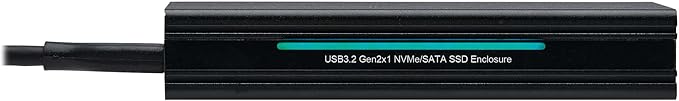 Tripp Lite External SSD Storage Enclosure with USB-C Cable for PC Gaming, M.2 NVMe & SATA SSD, 10 Gbps Data Transfer - Windows, macOS & Linux - No Software Required, 1-Year Warranty (U457-1M2-NVME-L)