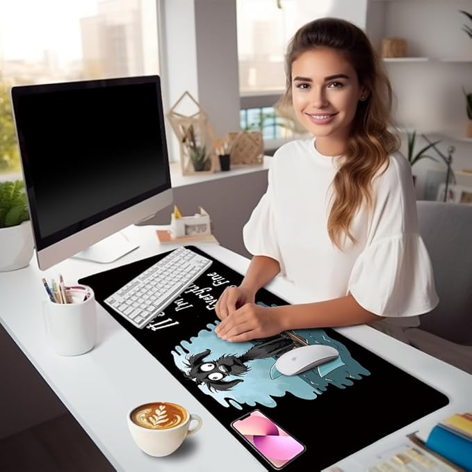 LIMKRIAN Funny Dog Mouse Pad Large Desk Mat, Extra Large Gaming Computer Mousepad with Stitched Edges Non-Slip, It's Fine Keyboard Mouse Pad for Desktop Cute Home Office Desk Accessories 31.5in
