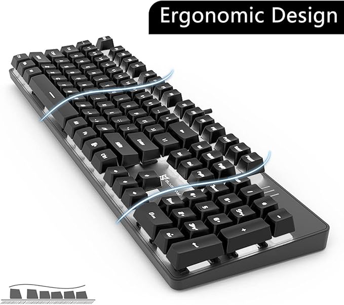 Qisan 104 Mechanical Keyboard for Gaming | Large Size USB White Backlit Gaming Keyboard Wired | US Layout Brown Switches Hot Swappable Mechanical Clicky Keyboards Compatible with PC & Laptop