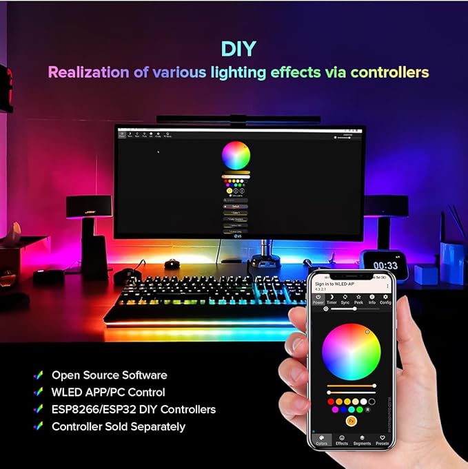 BTF-LIGHTING 6.5FT WS2811 WS2812B IC RGB DC5V 360 Degree Round Reticulate Pattern Chasing Color Neon LED Strip Flexible Nylon Silicone IP67 Waterproof Dream Color Rope Light(No Adapter or Controller)