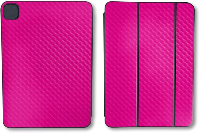 Carbon Fiber Skin Compatible with Apple Smart Folio for iPad Pro 11-inch (M4/M5) 2025 - Solid Hot Pink - Premium 3M Vinyl Protective Wrap Decal Cover | Crafted in The USA by MightySkins