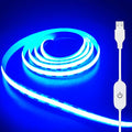 ZSLAIFU 5V USB LED Light Strip, COB LED Strip Lights, Ice Blue 5V LED Lights, Small LED Strip Light, TV Lights for TV Under Cabinet Kitchen Living Room Shelving or Displays (Ice Blue, 3.28ft)