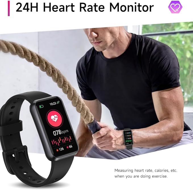 Fitness Trackers,Blood Oxygen Heart Rate Sleep Monitor,1.47‘’ OLED Display,Smart Band 24/7 Health Monitoring,Calorie Pedometer Steps Counter Activity watchs/Notifications(Black)