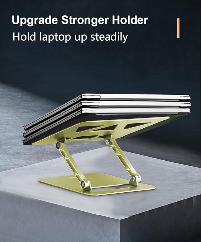 Aoviho Laptop Stand for Desk,Adjustable Laptop Stand Holder and Riser,Foldable Aluminum Notebook Computer Stands for MacBook Air Pro HP Lenovo Dell Samsung Chromebook, 10-15.6 inch,Yellow Green