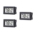 3 Pack Mini Indoor Temperature Humidity Meter Gauge Thermometer Hygrometer LCD Display Fahrenheit (℉) for Humidors Greenhouse Garden Cellar Jars Closet