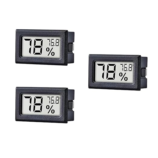 3 Pack Mini Indoor Temperature Humidity Meter Gauge Thermometer Hygrometer LCD Display Fahrenheit (℉) for Humidors Greenhouse Garden Cellar Jars Closet