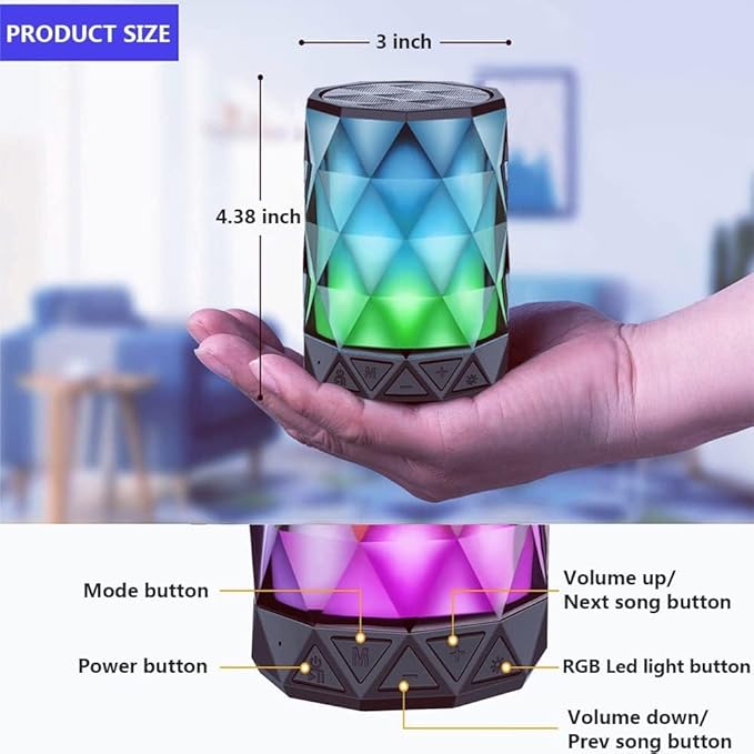 LFS Portable Bluetooth Speakers, Night Light Waterproof, Lightweight Portable Speakers for Travel, Pool, Beach, Biking, Kayak, Gifts for Kids, Women