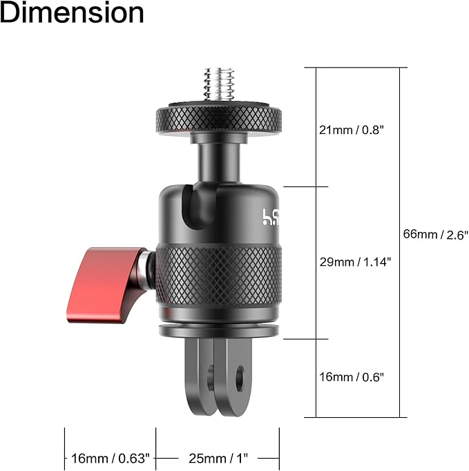 HSU Vertical Mount for GoPro, Aluminum 90 Degree Direction Adapter, 1/4"-20 Screw Tripod Mount for GoPro Hero 13/12/11/10/9/8/Insta360 X5/X4/X3, DJI Osmo Action 5/4/3 AKASO Action Camera and More