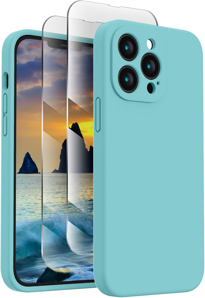 FireNova Designed for iPhone 13 Pro Max Case, Silicone [Camera Protection] Phone Case, Soft Anti-Scratch Microfiber Lining Inside, 6.7 inch, Sea Blue