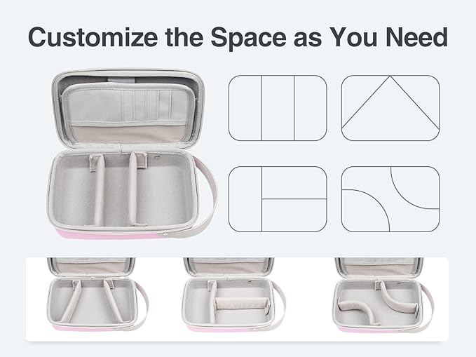 Luxtude Electronic Organizer Travel Case, Portable Tech Organizers, Hard Charger Organizer, Travel Cable Organizers, Tech Bag (Single-Layer, Pink, Small)