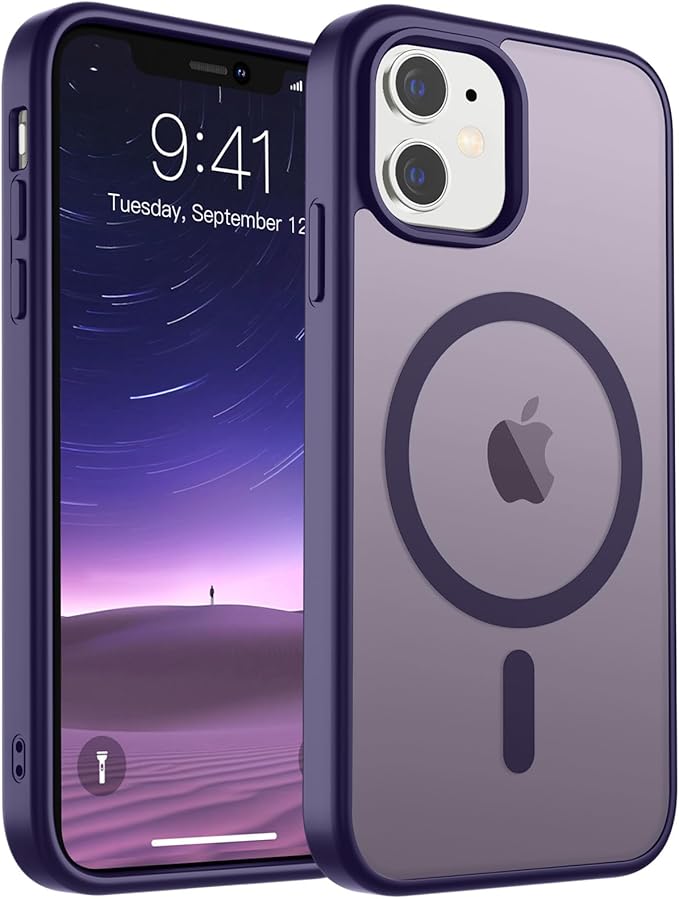 SUPFINE Magnetic for iPhone 11 Phone Case (Compatible with MagSafe) (Military Grade Drop Protection) Translucent Matte Shockproof Phone Cover,Dark Purple