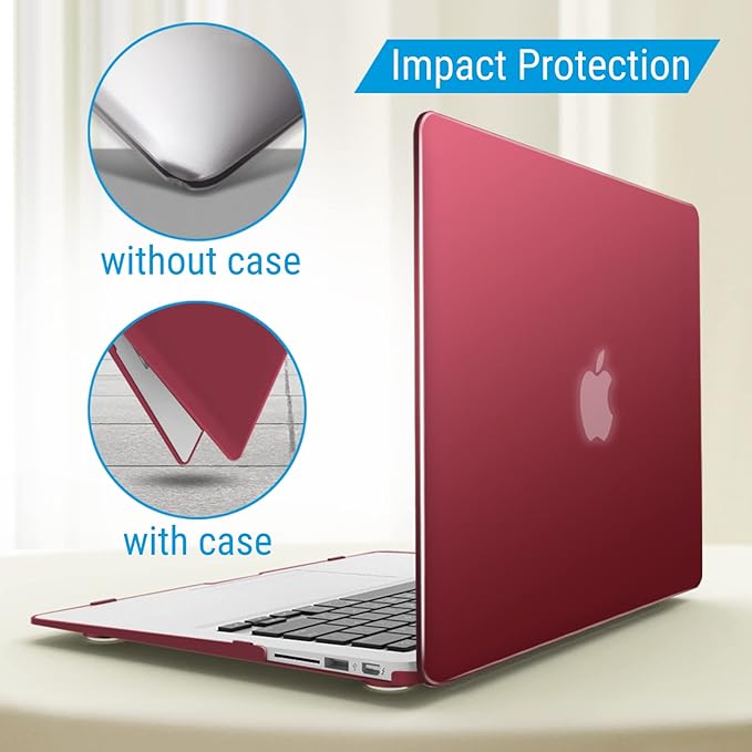 IBENZER Compatible with MacBook Air 11 Inch Case Model A1370 A1465, Soft Touch Plastic Hard Shell Case Bundle with Keyboard Cover for Mac Air 11, Wine Red, A11WR+1