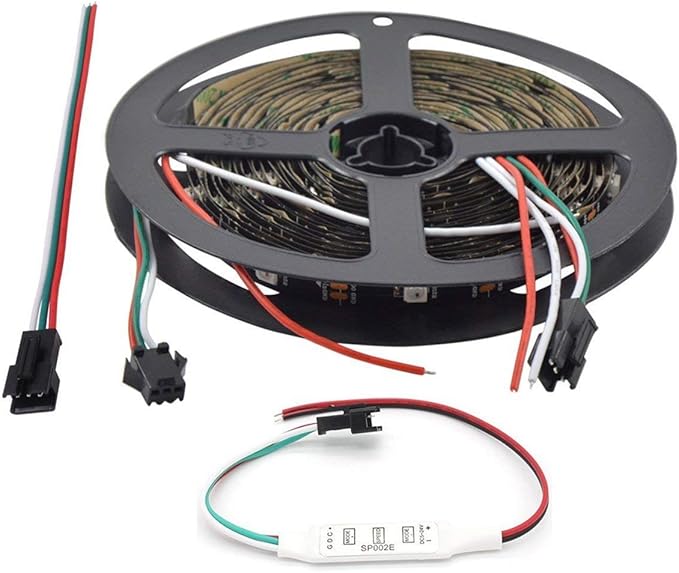 WS2812B LED Strip Lights 16.4ft 5M WS2812B 150LEDs Programmable Individual Addressable WS2811 Built-in 5050 RGB LED Strip IP30 Non-Waterproof DC5V with Mini Controller