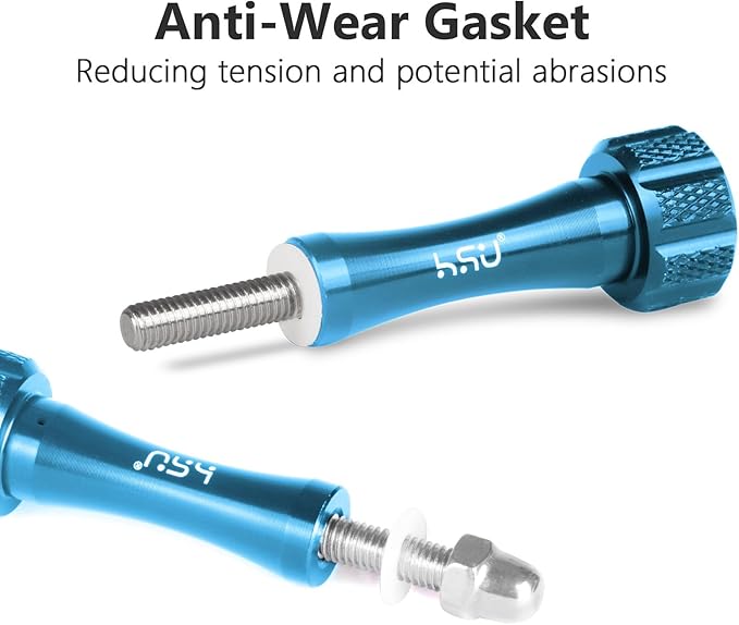 HSU Aluminum Alloy Extension Long Thumbscrews + Wrench for Gopro Hero 13, 12, 11, 10, 9, 8, 7, 6, 5, 4, Compatible with GoPro Media Mod, AKASO Campark and Other Action Cameras (Blue)