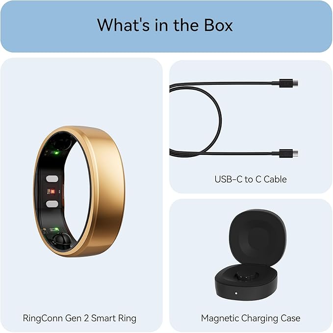 RingConn Gen 2, World’s First Smart Ring with Sleep Apnea Monitoring, No APP Subscription, 12-Day Battery Life, Stress/Heart Rate/Women's Health Tracker, Android & iOS Compatible (Rose Gold, Size 14)