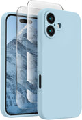 FireNova Designed for iPhone 16 Case, Silicone Upgraded [Camera Protection] Phone Case, Soft Anti-Scratch Microfiber Lining Inside, 6.1 inch, Sky Blue