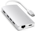 Satechi 8 in 1 USB C Hub Multiport Adapter V2, 4K HDMI, 115W USB C PD Charging, 3 USB-A, Ethernet, Micro/SD Card Readers, for Laptop, MacBook Air/Pro/Neo, iPad Air/Pro, Windows - Silver