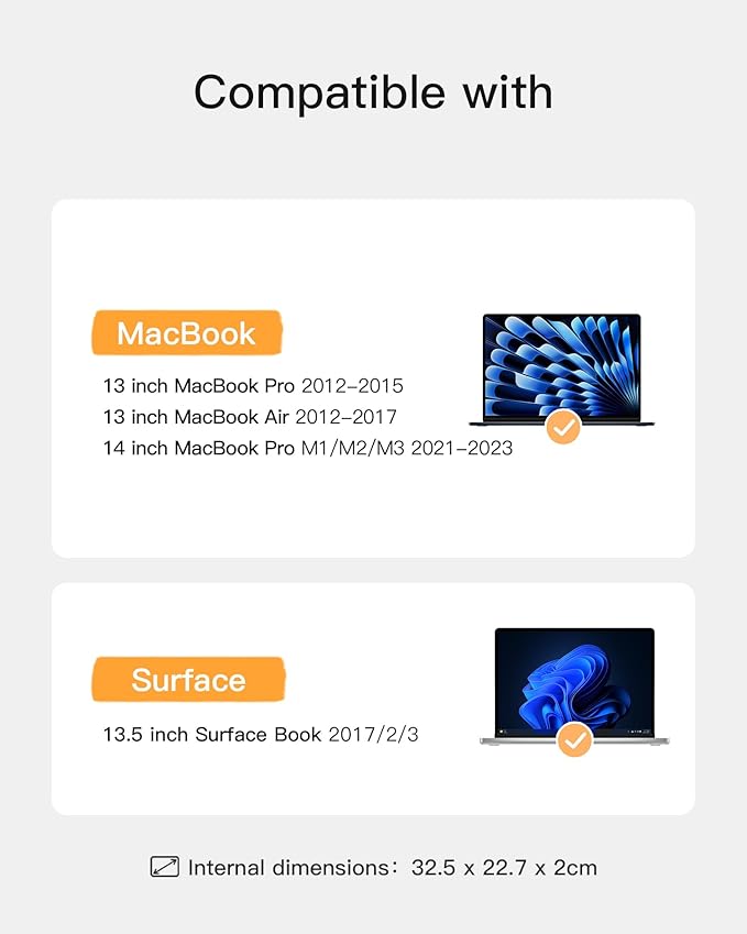 Inateck 13 inch Shockproof Laptop Case Compatible with 14 inch MacBook Pro M5 M4 M3 M2 M1 Pro Max 2025-2021, 13 inch MacBook Pro Air M2 M1 2010-2022, 13.5 inch Surface Laptop 6/5