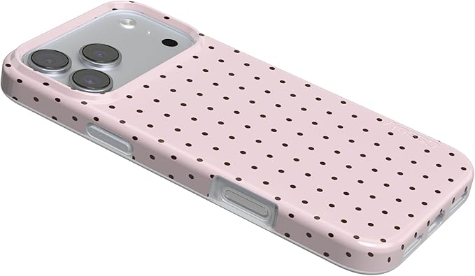 Casely iPhone 17 Pro Case | On the Dot | Pink & Brown Polka Dot | Compatible with MagSafe | Classic Ultra Slim Design