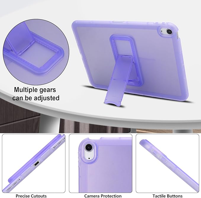 Slim Case for iPad Air 11-inch M4/M3/M2 (2026/2025/2024), Built-in Kickstand Non-Slip Shockproof Rugged Protective for Women Men, Purple