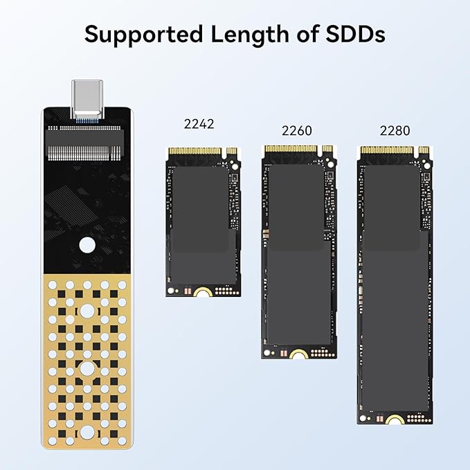ANYOYO NVMe USB 3.2 Gen 2X2 M2 SSD Adapter, M.2 NVMe SATA SSD Enclosure for 2242/2260/2280, USB C to A Adapter