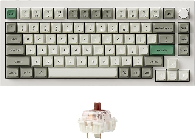 Keychron Q1 Max RGB QMK/VIA Custom Mechanical Keyboard, Full Metal Programmable Knob 2.4 GHz/Bluetooth/Wired Keyboard with Hot-Swappable Gateron Jupiter Brown Switch for Mac Windows Linux - White