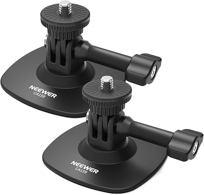 NEEWER Adhesive Mount 2 Pack Compatible with Insta 360 GoPro DJI AKASO Action Camera, 180° Flexible Car Helmet Holder Base Adapter for POV Video Recording Live Streaming, for 1/4" Accessories, CA159