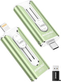 256GB Mini Dual Interface Flash Drive, Portable Memory Stick Compatible with iPhone 17/16/15/14/13/12/11, iPad, Android & PC, Easy to Save Photos, Videos & Files (1 Pack-Sage Green)