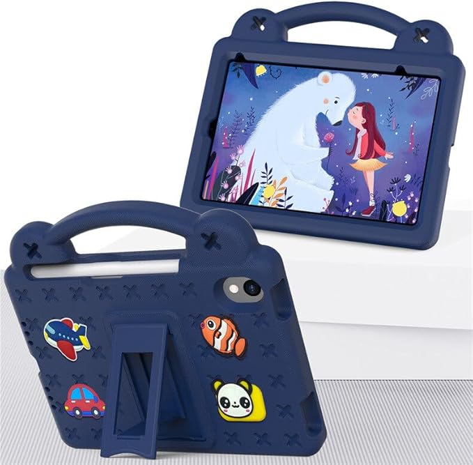 AKABEILA Compatible with Apple iPad mini 6 2021 8.3 inch Tablet Case, Kids Friendly Universal Lightweight Shockproof Protective Case with Shoulder Strap & Stand Handle & Pen Tray Navy Blue
