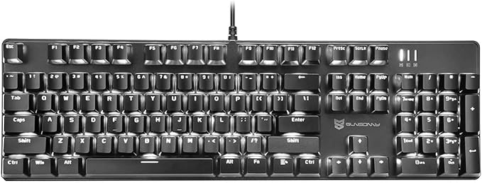 Merdia Brown Switch Black Full Size Mechanical Gaming Keyboard | 104 Keys US Layout Ice Blue Backlit Wired PC Gaming Keyboards | Hot Swappable LED Backlit Wired Mechanical Computer Keyboards