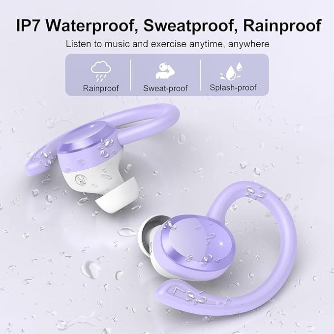 Wireless Earbuds, Bluetooth Earbuds, Bluetooth 5.4 Headphones 68hrs Playtime Sport Earphones with LED Display ENC Noise Cancelling Mic, IPX7 Waterproof Over Ear Ear Buds with Hook for Gym/Workout