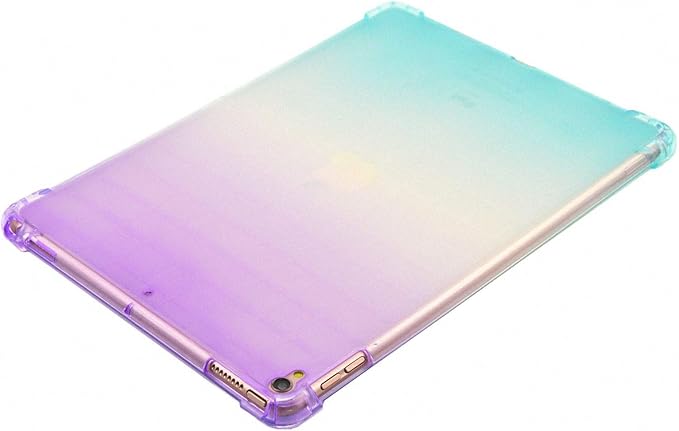 Translucent Frosted TPU Back Case for Apple iPad Air 3 (3rd Gen) 10.5" 2019 and iPad Pro 10.5" (2017) Gradient Color Impact Resistant Corner Protection Shockproof Cover, Purple & Green
