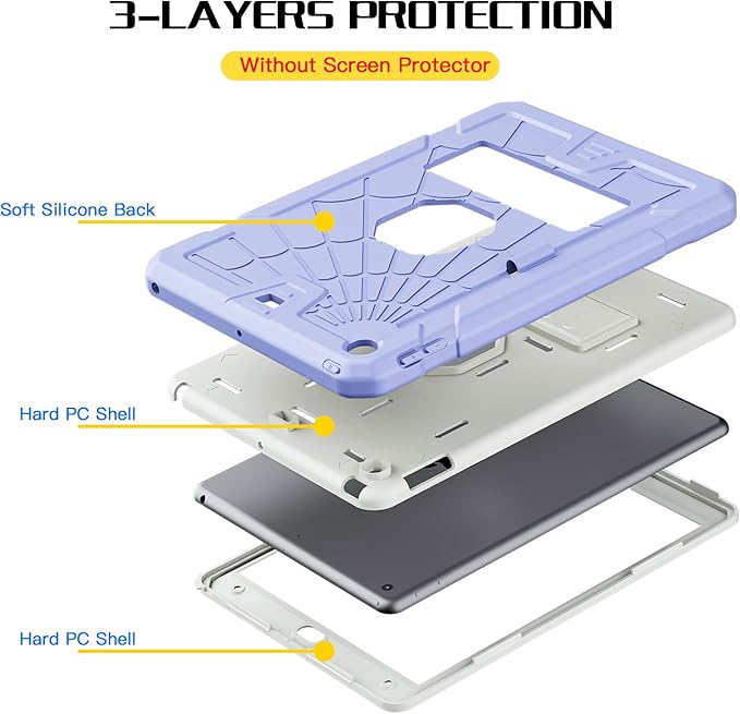 SIBEITU Case Compatible with iPad 9th Generation for Kids, with Pencil Holder Stand, Heavy Duty Rugged Case for iPad 10.2 inch