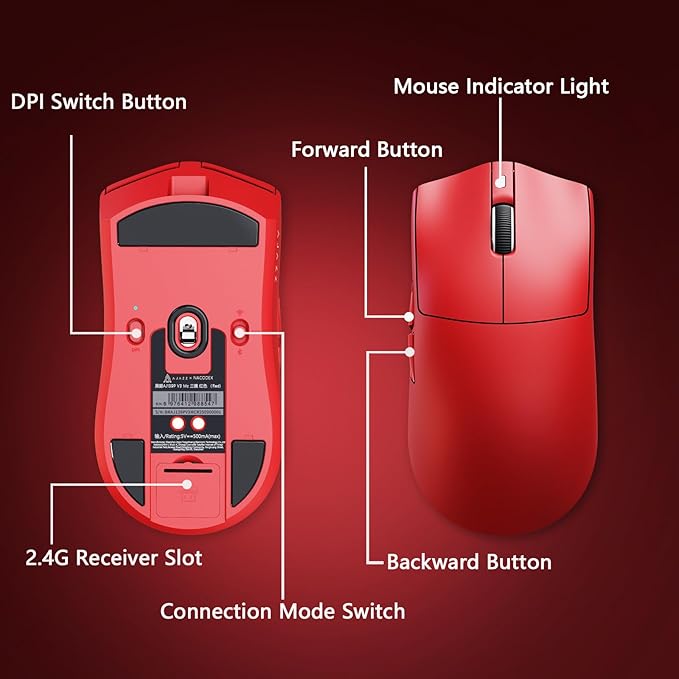 AJ139P V3 MC Wireless Gaming Mouse 2.4G Wired/Bluetooth | RGB Magnetic Charging Dock | Lightweight Design | 24K DPI | 800mAh Battery | PAW3311 Sensor | 5 Programmable Buttons, Compatible with PC/Mac