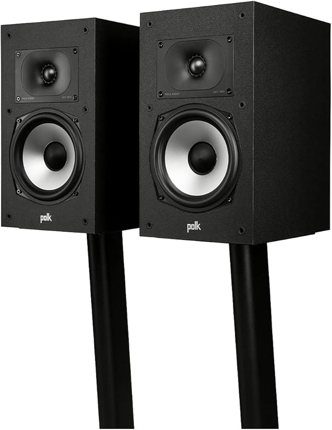 Polk Monitor XT20 Pair of Bookshelf or Surround Sound Speakers - Hi-Res Audio Certified, Dolby Atmos & DTS:X Compatible, 1" Terylene Tweeter & 6.5" Dynamically Balanced Woofer (Pair, Midnight Black)