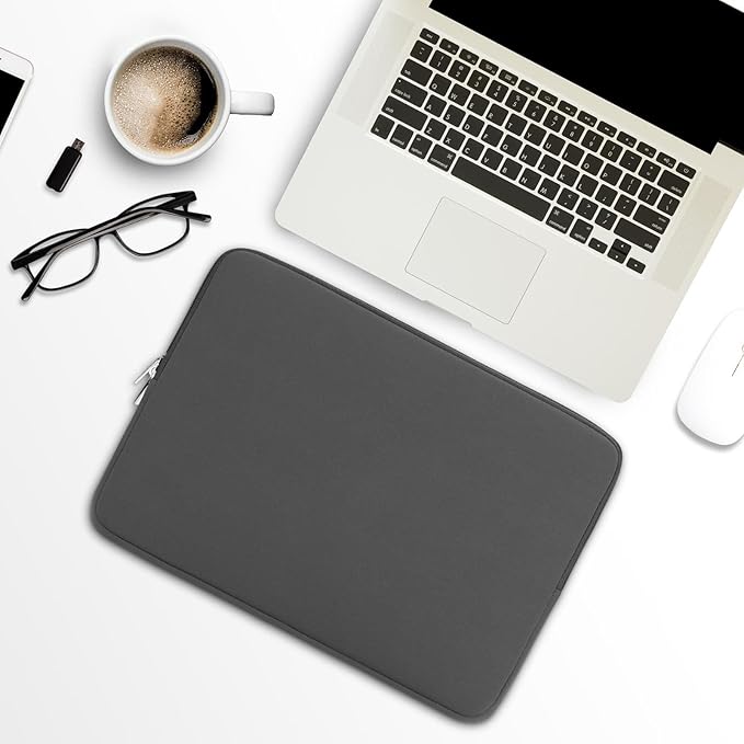 RAINYEAR Laptop Sleeve Case Compatible with 13.3 Inch Notebook Computer Tablet Chromebook 14" MacBook Pro/Max M1 M2 M3 M4 M5 Soft Cover Protective Case Zipper Carrying Bag (Gray, Upgraded Version)