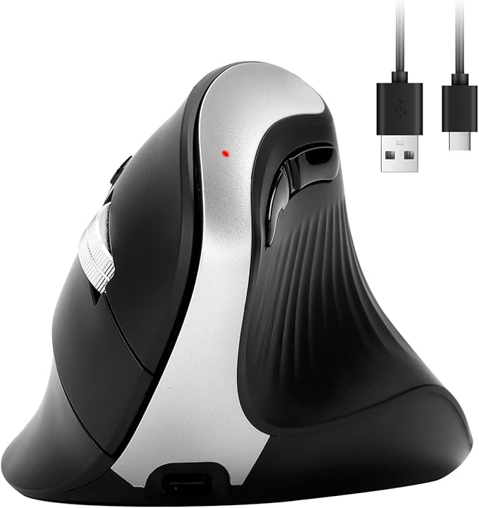 CITLLA Wireless Ergonomic Vertical Mouse, Rechargeable Tri-Mode (Dual Bluetooth + 2.4G USB) Optical Mouse with Adjustable RGB Lighting, Multi-Device Control for Laptop, PC, Mac, iPad, Desktop (Black)