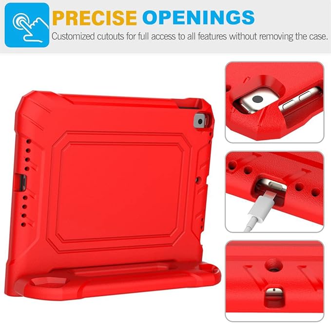 SUPLIK Kids Case for iPad 5th/6th Generation (9.7 inch, 2017/2018), iPad Air 1 & Air 2 & Pro 9.7 Case with Screen Protector, Durable Shockproof Protective Cover with Handle Stand, Red