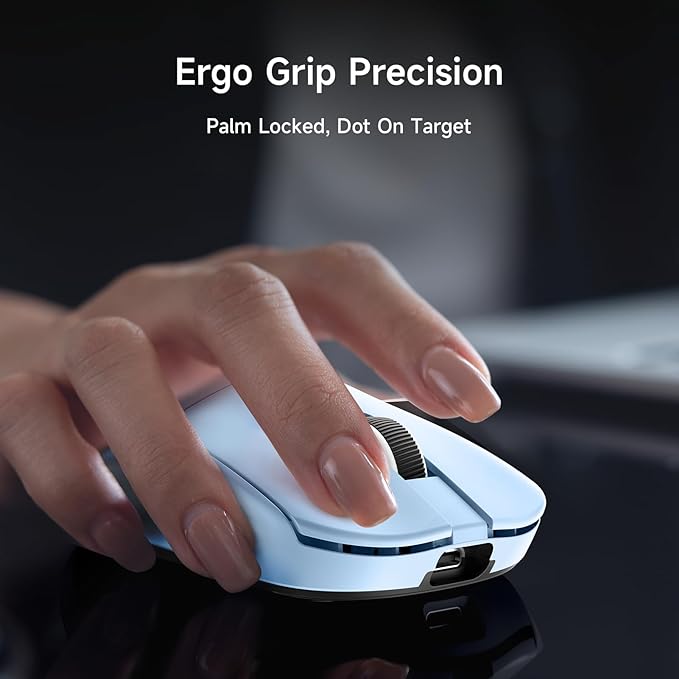 MCHOSE L7 Pro Wireless Gaming Mouse Super Light 39g, Gaming Mouse Esport with 26K DPI, Optical Switch, Programmable Buttons, Dual 8K Polling and PAW3395 Sensor, Tri-Mode Connection, PC/Mac - Blue