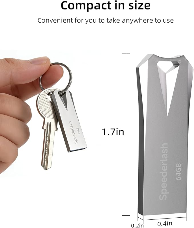 64 GB USB 3.0 Flash Drive, Speederlash High Speed Thumb Drive,190MB/s Read Speed,Durable Metal Casing,Storage Expansion for Photos,Videos,Car Audio,Portable Memory Stick,Silver (64GB)