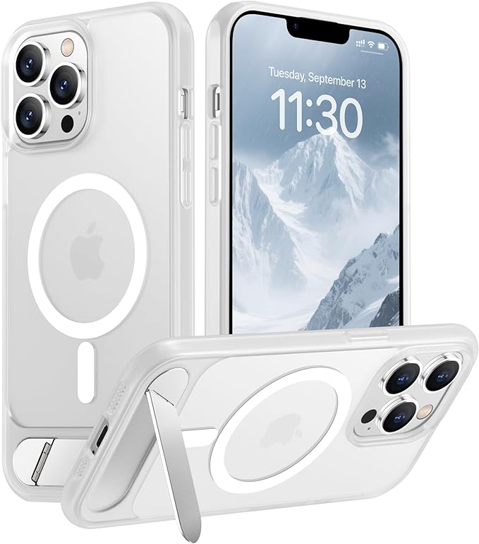 Magnetic Compatible with iPhone 13 Pro Case, [Built-in Invisible Kickstand][Compatible with MagSafe] [Military Grade Shockproof] Slim Translucent Matte Phone Case for iPhone 13 Pro 6.1"