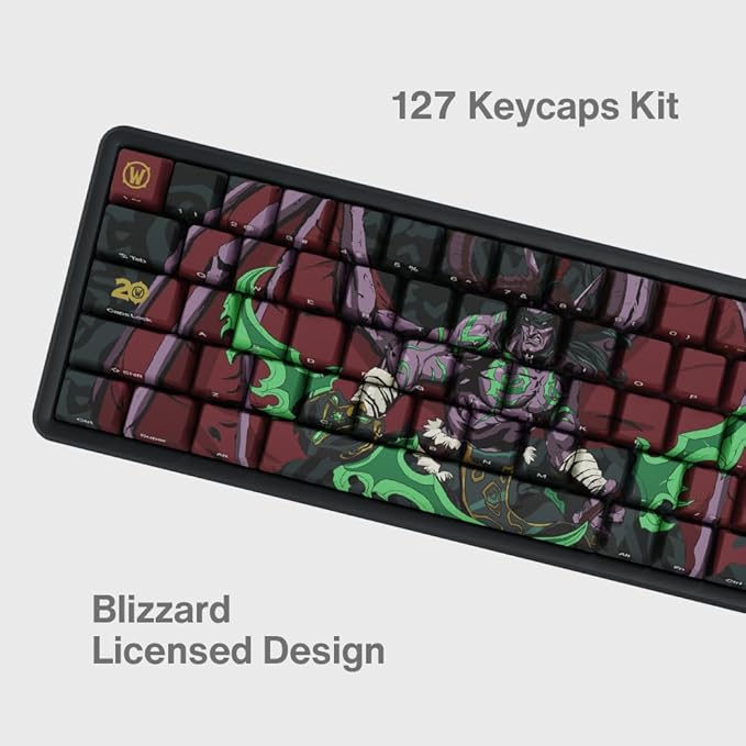 World Of Warcraft Illidan Stormrage Full Art keycap set PBT Dye Sub Keycaps for Mechanical Gaming Keyboards, Cherry MX Switches, Custom Side Print, ANSI ISO Support, US Layout - Officially Licensed