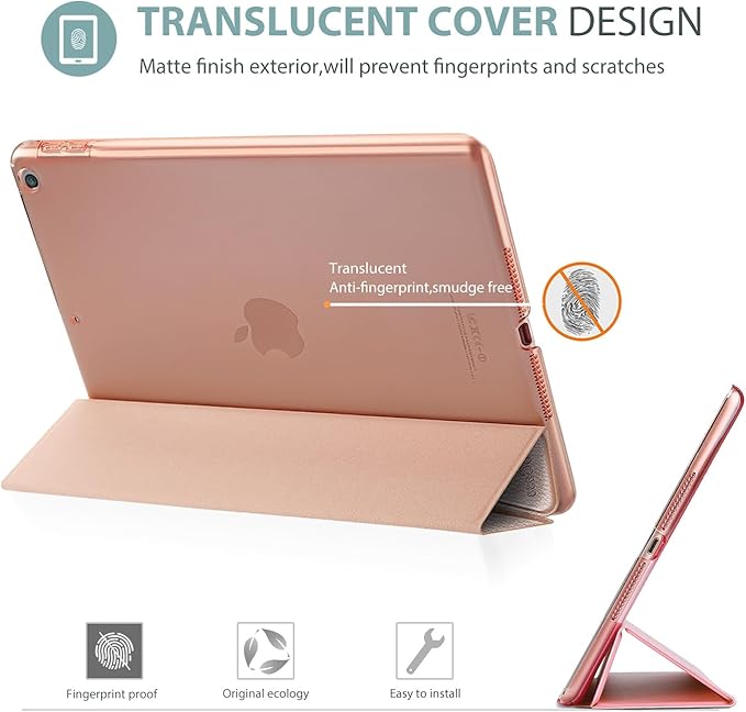ProCase Smart Case for iPad 9.7 Inch iPad 6th/5th Generation 2018 2017(Model: A1893 A1954 A1822 A1823), Ultra Slim Lightweight Stand Cover with Translucent Frosted Back -Rosegold