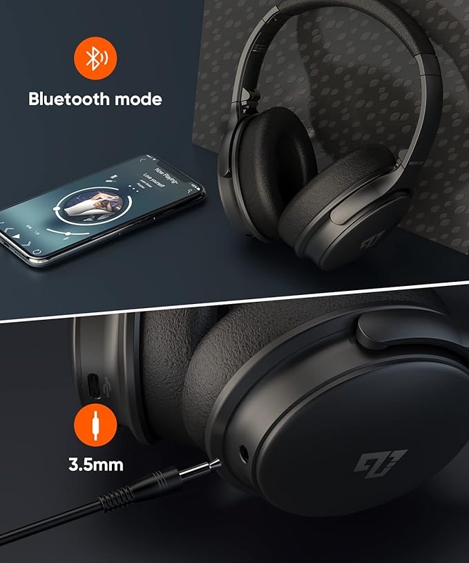 INFURTURE Over Ear Headphones Active Noise Cancelling Headphones, H1 Wireless Bluetooth Headset, Deep Bass Headset, Low Latency, 90H Playtime, Foldable Headphone for Sport Running Cool Gadgets Gift